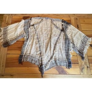 Judi Gaston Fiber Art to Wear One Size Open Front Fringe Draping Cardigan Jacket
